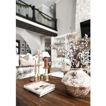 PNW Home Collection Handmade Ceramic Vase, Classic Antique Bronze, Decoration for Coffee Table, Dining Table, Bookcase, Shelves, Kitchen, Living Room, Office, by MARKABLE