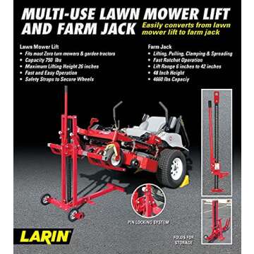 Larin LMLF-750 Lawn Mower Lift for Easy Maintenance
