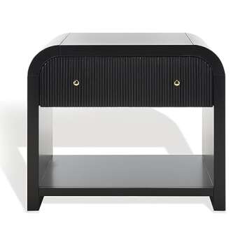 SAFAVIEH Couture Collection Liabella Black/Gold 1-Drawer Curved Nightstand (Fully Assembled)