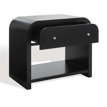 SAFAVIEH Couture Collection Liabella Black/Gold 1-Drawer Curved Nightstand (Fully Assembled)