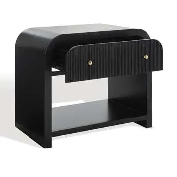 SAFAVIEH Couture Collection Liabella Black/Gold 1-Drawer Curved Nightstand (Fully Assembled)