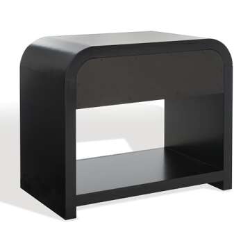 SAFAVIEH Couture Collection Liabella Black/Gold 1-Drawer Curved Nightstand (Fully Assembled)