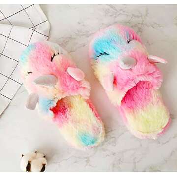 Anddyam Kids Family Cute Cat Household Anti-Slip Indoor Home Slippers for Girls and Boys (10-11 Little Kid)