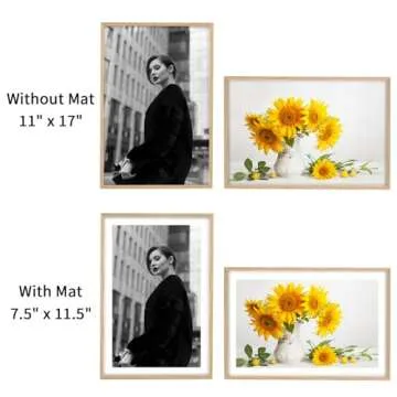 puthiac 11x17 Oak Wood Picture Frame - Minimalist 11x17 Poster Frame, 11"x17" Frame Wood, Natural Solid Wooden Picture Frames for Wall Art Photo and Prints(1 Pack, Beige)