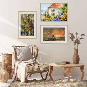 puthiac 11x17 Oak Wood Picture Frame - Minimalist 11x17 Poster Frame, 11"x17" Frame Wood, Natural Solid Wooden Picture Frames for Wall Art Photo and Prints(1 Pack, Beige)