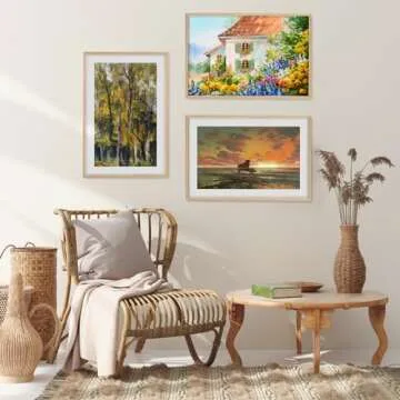 puthiac 11x17 Oak Wood Picture Frame - Minimalist 11x17 Poster Frame, 11"x17" Frame Wood, Natural Solid Wooden Picture Frames for Wall Art Photo and Prints(1 Pack, Beige)