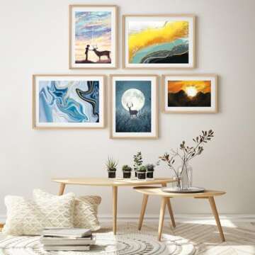 puthiac 11x17 Oak Wood Picture Frame - Minimalist 11x17 Poster Frame, 11"x17" Frame Wood, Natural Solid Wooden Picture Frames for Wall Art Photo and Prints(1 Pack, Beige)