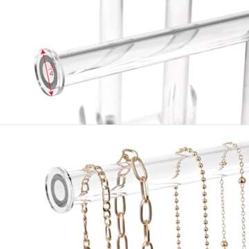 Ikee Design 3-Tier Acrylic Bracelet Necklace Bangle Jewelry Display Holder Stand with Ring Holder for Store, Tradeshow, Showcase and Home decor, Clear, 10 W x 6 1/4 D x 15 H in