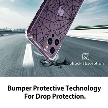 YESPURE for iPhone 14 Pro Max Halloween Case,Black Spider Web Halloween Designed Crystal Clear Soft TPU Anti-Fall Anti-Scratch Shockproof Protective Phone Cover 6.7 inch - Spider Web