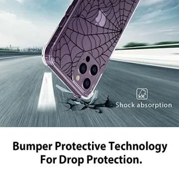 YESPURE for iPhone 14 Pro Max Halloween Case,Black Spider Web Halloween Designed Crystal Clear Soft TPU Anti-Fall Anti-Scratch Shockproof Protective Phone Cover 6.7 inch - Spider Web