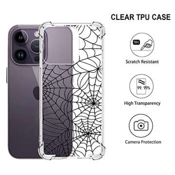 YESPURE for iPhone 14 Pro Max Halloween Case,Black Spider Web Halloween Designed Crystal Clear Soft TPU Anti-Fall Anti-Scratch Shockproof Protective Phone Cover 6.7 inch - Spider Web