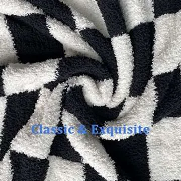 Fuzzy Blanket Black Checkered Blanket Decorative Plaid Blanket - Super Soft Warm Cozy Microfiber Blanket for Chair, Sofa, Couch, Bed, Camping, Travel (Classic Black)