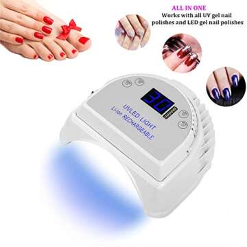 MINI LOP 64W Rechargeable Pro LED Gel Nail UV Light UV LED Nail Lamp Cordless Led Light for Nails(White)
