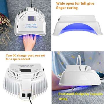 MINI LOP 64W Rechargeable Pro LED Gel Nail UV Light UV LED Nail Lamp Cordless Led Light for Nails(White)