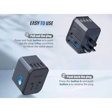 EPICKA Universal Travel Adapter One International Wall Charger AC Plug Adaptor with 5.6A Smart Power and 3.0A USB Type-C for USA EU UK AUS (TA-105, Space Gray)