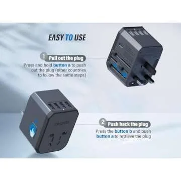 EPICKA Universal Travel Adapter One International Wall Charger AC Plug Adaptor with 5.6A Smart Power and 3.0A USB Type-C for USA EU UK AUS (TA-105, Space Gray)