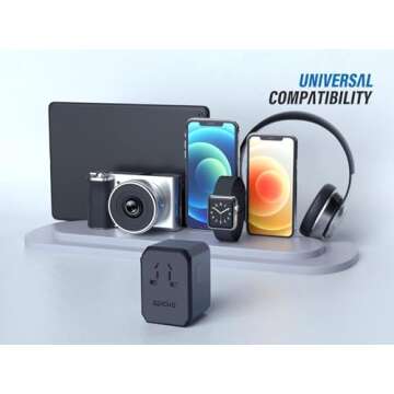 EPICKA Universal Travel Adapter One International Wall Charger AC Plug Adaptor with 5.6A Smart Power and 3.0A USB Type-C for USA EU UK AUS (TA-105, Space Gray)