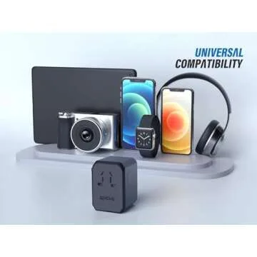 EPICKA Universal Travel Adapter One International Wall Charger AC Plug Adaptor with 5.6A Smart Power and 3.0A USB Type-C for USA EU UK AUS (TA-105, Space Gray)