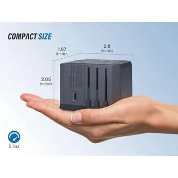 EPICKA Universal Travel Adapter One International Wall Charger AC Plug Adaptor with 5.6A Smart Power and 3.0A USB Type-C for USA EU UK AUS (TA-105, Space Gray)