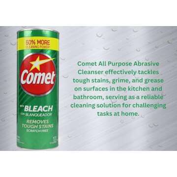 Mighty Sponge + Two-21 Oz Comet Powder Cleanser with Bleach, for Scratch Free Cleaning of Sinks and Surfaces, Multipurpose Cleaner, Bathroom, Kitchen 2pk