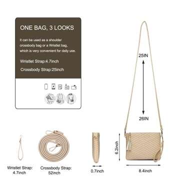 LYPULY Small Crossbody Bags for Women, Trendy Vegan Leather Shoulder Purses, Clutch Wallet with Wris...