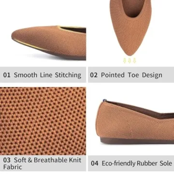 Frank Mully Women's Comfortable Knit Pointed Toe Flats