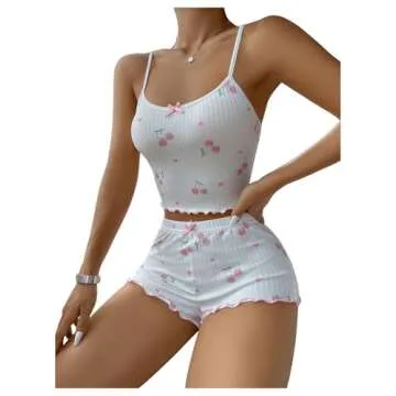 Cute Cherry Print Pajamas Set for Women - SHENHE