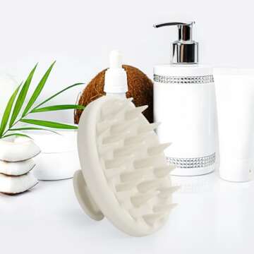 Meartchy Silicone Scalp Massager, Scalp Scrubber for Hair Growth with Soft Bristles, Scalp Exfoliator Brush Dandruff Removal Shampoo Brush for Wet Dry Scalp Care (Warm Grey)