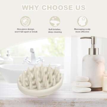 Meartchy Silicone Scalp Massager, Scalp Scrubber for Hair Growth with Soft Bristles, Scalp Exfoliator Brush Dandruff Removal Shampoo Brush for Wet Dry Scalp Care (Warm Grey)