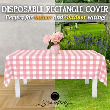 Grandipity Pink Gingham Plastic Table Cloths - Disposable Party Decor