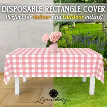 Grandipity Pink Gingham Plastic Table Cloths - Disposable Party Decor