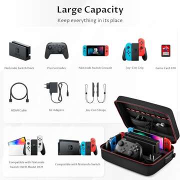 Switch Case, VORI Switch Carrying Case for Nintendo Switch and Switch OLED Model, Portable Full Prot...