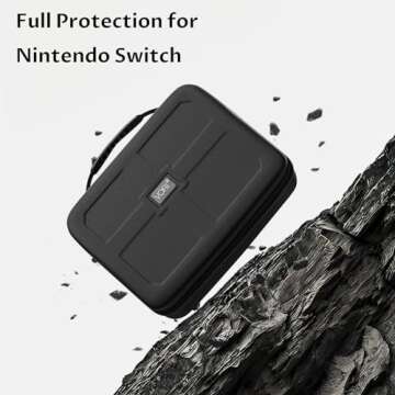 Switch Case, VORI Switch Carrying Case for Nintendo Switch and Switch OLED Model, Portable Full Protection Hard Shell Travel Storage Bag for Switch Console Pro Controller Accessories, Black