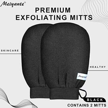 Meiyante Korean Exfoliating Mitts (2pcs) - Achieve Home Microdermabrasion with 100% Viscose Fiber Gloves for Silky Smooth Skin