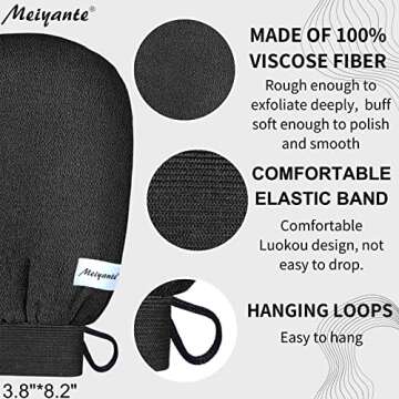 Meiyante Korean Exfoliating Mitts (2pcs) - Achieve Home Microdermabrasion with 100% Viscose Fiber Gloves for Silky Smooth Skin