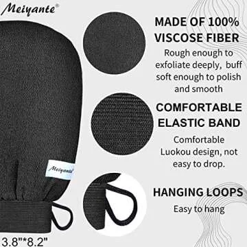 Meiyante Korean Exfoliating Mitts (2pcs) - Achieve Home Microdermabrasion with 100% Viscose Fiber Gloves for Silky Smooth Skin