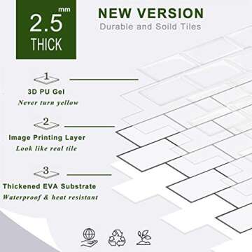 STICKGOO Peel and Stick Tile Backsplash, Sky Marble Herringbone Adhesive Backsplash Tiles, Stick on ...