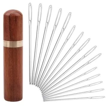 YKLbpd Large Eye Blunt Needles Set - 15 Durable Stainless Steel Darning Needles for Knitting, Croche...