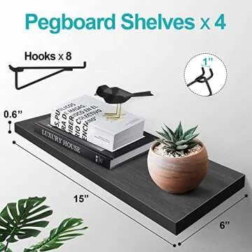 Pegboard Shelf Black for Stylish Home Organization