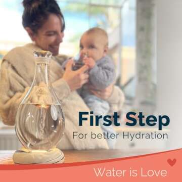 MAYU Swirl Structured Water Carafe - Innovative Vortex Technology Handblown Pitcher. Post Reverse Osmosis Filter Aerating Water Dispenser Stand 1.5 Liter| 51 Oz Dining Glass Jug Design (Earth Base)