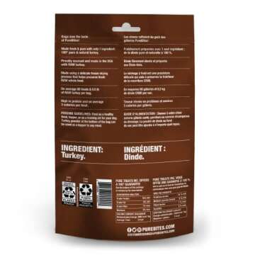 PureBites Turkey Freeze Dried Dog Treats, 1 Ingredient, Made in USA, 2.47oz