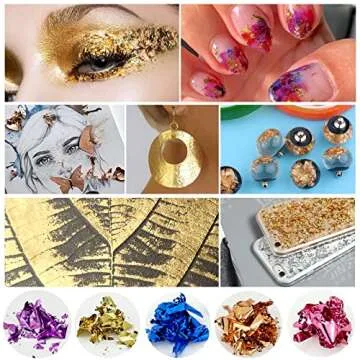 Imitation Gold Foil Sheets:600 pcs NOSTOSON Multi-Color Imitation Gold Leaf Foil,Metallic Leaf Sheets for Resin,Nail Arts,Painting,Gilding Crafting Decoration-3.35”×3.15”