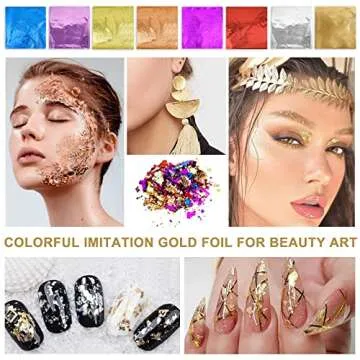 Imitation Gold Foil Sheets:600 pcs NOSTOSON Multi-Color Imitation Gold Leaf Foil,Metallic Leaf Sheets for Resin,Nail Arts,Painting,Gilding Crafting Decoration-3.35”×3.15”