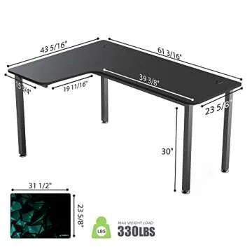 Eureka Ergonomic L Shaped Gaming Desk - 61" Corner Computer Desk with Mouse Pad & Storage