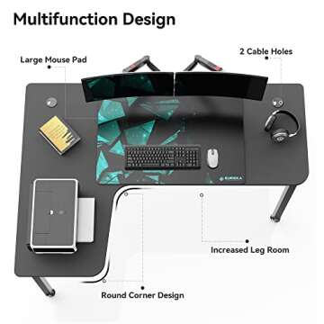 Eureka Ergonomic 61 Inch L Shaped Gaming Desk
