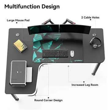 Eureka Ergonomic 61 Inch L Shaped Gaming Desk