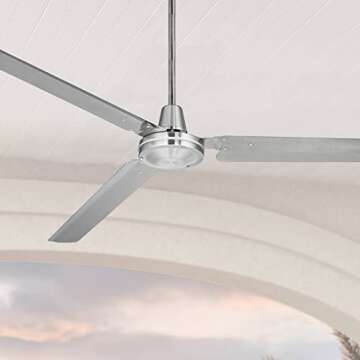 Casa Vieja 72" Casa Velocity Large Modern Industrial Indoor Outdoor Ceiling Fan - Brushed Nickel, 3 ...