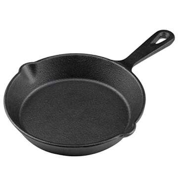 MOZUVE 6 Inch Cast Iron Skillet, Frying Pan with Drip-Spouts, Pre-seasoned Oven Safe Cookware, Campi...