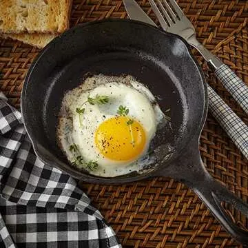 MOZUVE 6 Inch Cast Iron Skillet, Frying Pan with Drip-Spouts, Pre-seasoned Oven Safe Cookware, Camping Indoor and Outdoor Cooking, Grill Safe, Restaurant Chef Quality