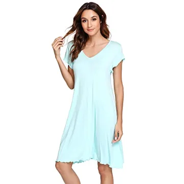 WiWi Women's Soft Nightgowns Night Shirt Short Sleeve Sleep Shirts Ladies Plus Size Sleepwear S-XXL,...